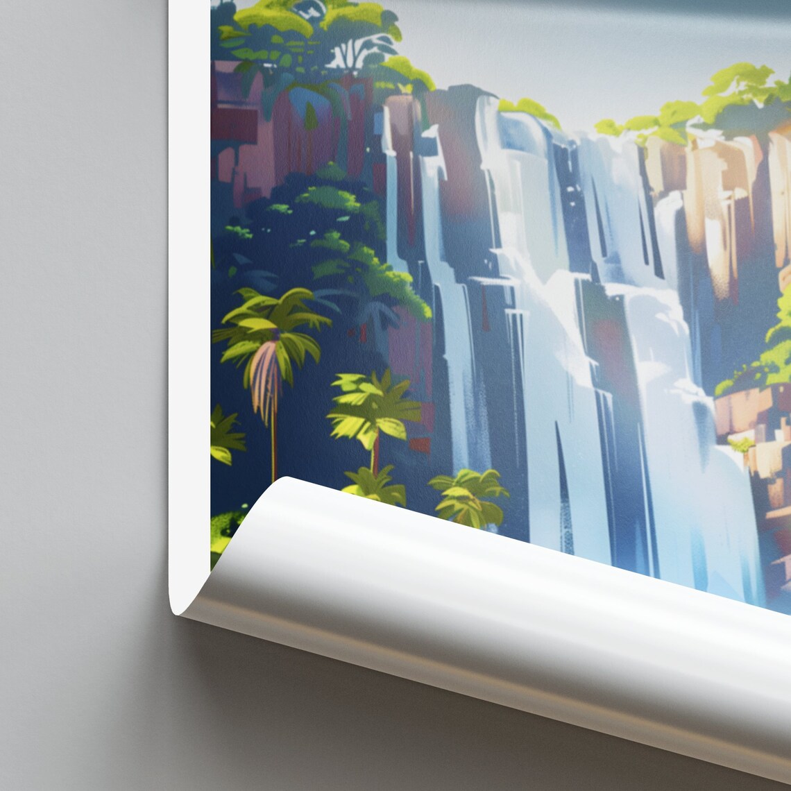 Tallahassee Florida Tall Misty Waterfall Cliff Lush Jungle Poster - Image 2