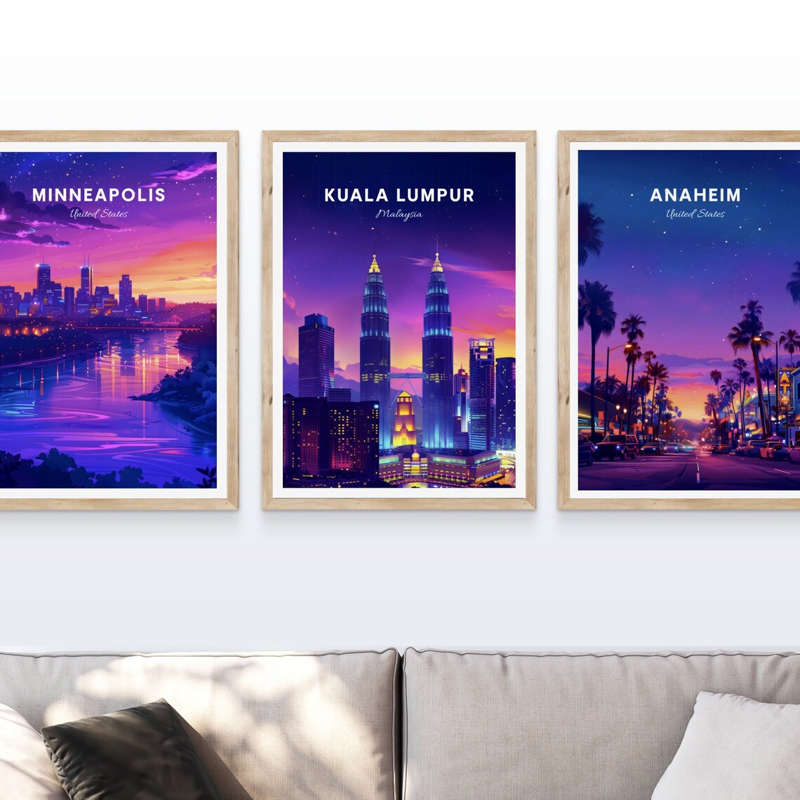 Kuala Lumpur Petronas Twin Towers Night City Lights Travel Poster - Image 4