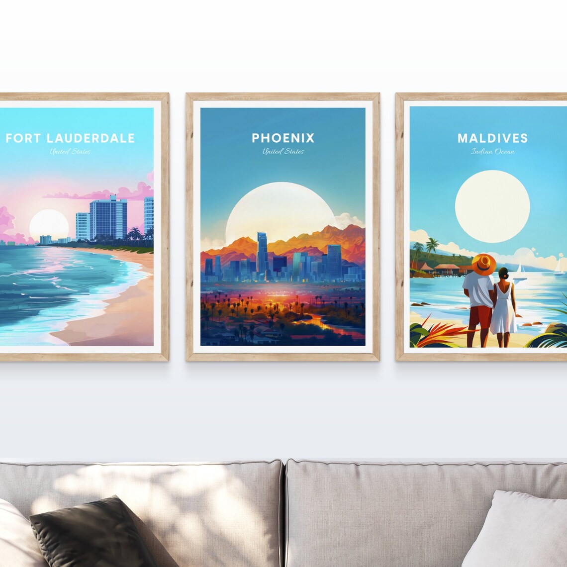 Phoenix Arizona Sunrise Skyline Palm Trees Vintage Travel Poster - Image 4