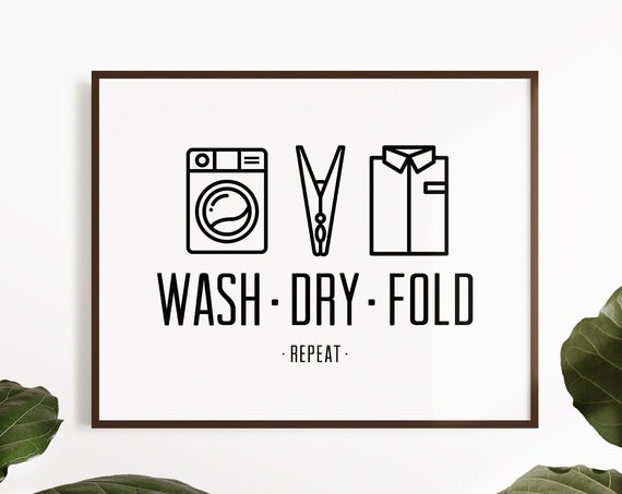 Farmhouse Laundry Room Sign Wash Dry Fold Signs Rustic Laundry Room Decor Printable Wall Art Poster
