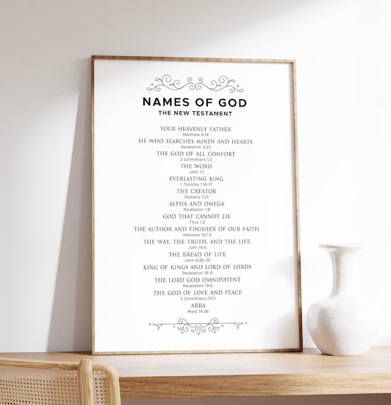 Names Of God New Testament Bible Verse List Christian Poster