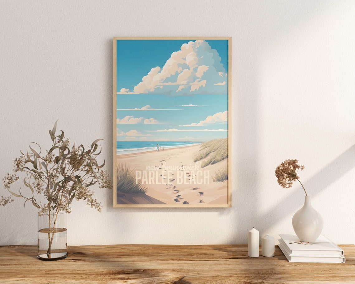 Parlee Beach New Brunswick Sandy Dunes Footprints Coastline Poster