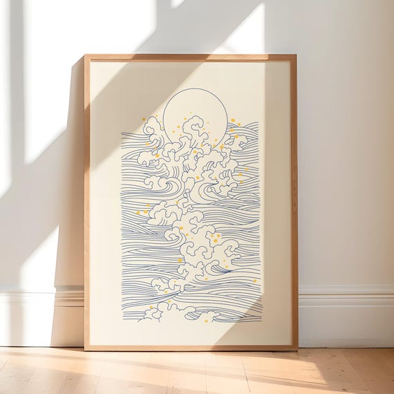 Minimalist Ocean Wave Wall Art Coastal Print Abstract Artwork Modern Boho Decor Beach Nature Inspired Design