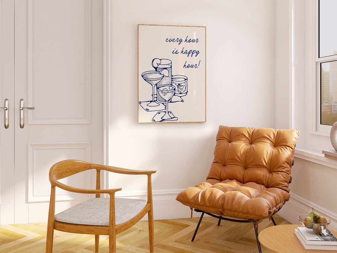 Hand Drawn Cocktails Bar Cart Art Print, Happy Hour - Image 2