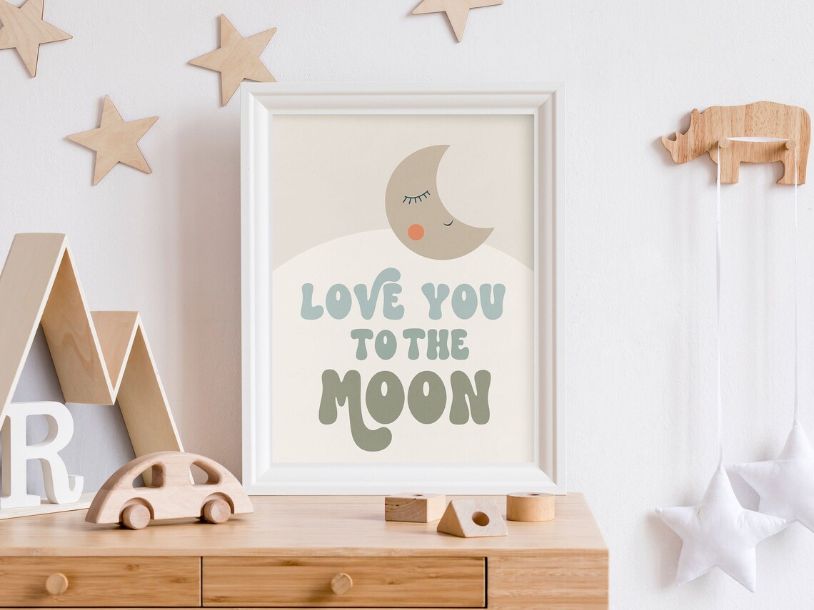 Boho Kids Moon Affirmation Playroom Art Print - Image 2