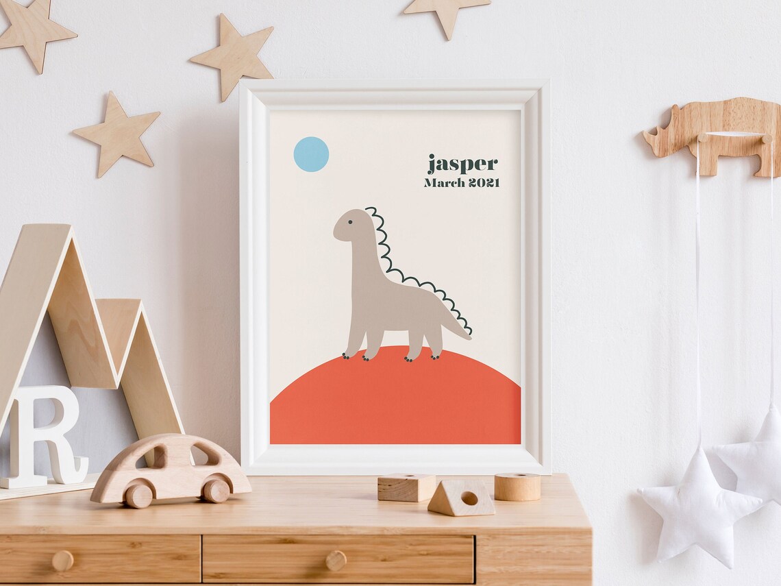 Personalized Name Dinosaur Retro Poster - Image 5