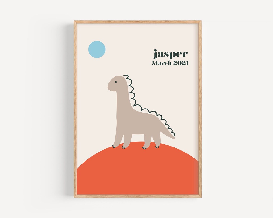 Personalized Name Dinosaur Retro Poster