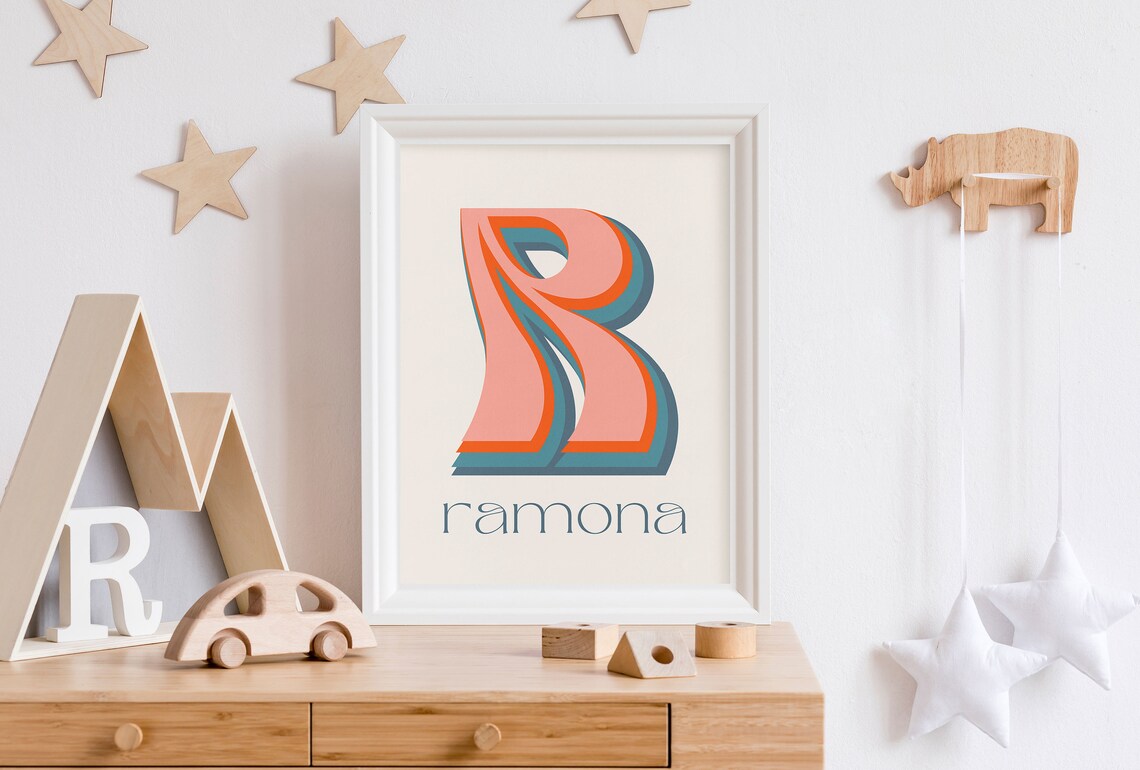 Custom Name Print, Groovy Kids Room Poster - Image 5