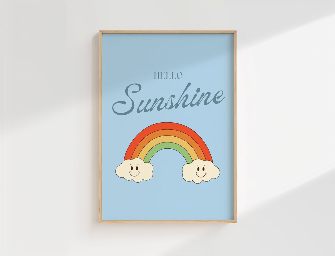 Hello Sunshine Print, Retro Nursery Affirmation Poster - Image 2