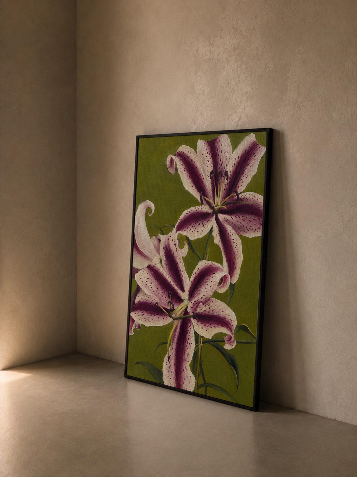 Purple Plum And Green Lily Art Print Floral Wall Abstract Flower Lilies Poster Funky Trendy Botanical - Image 4