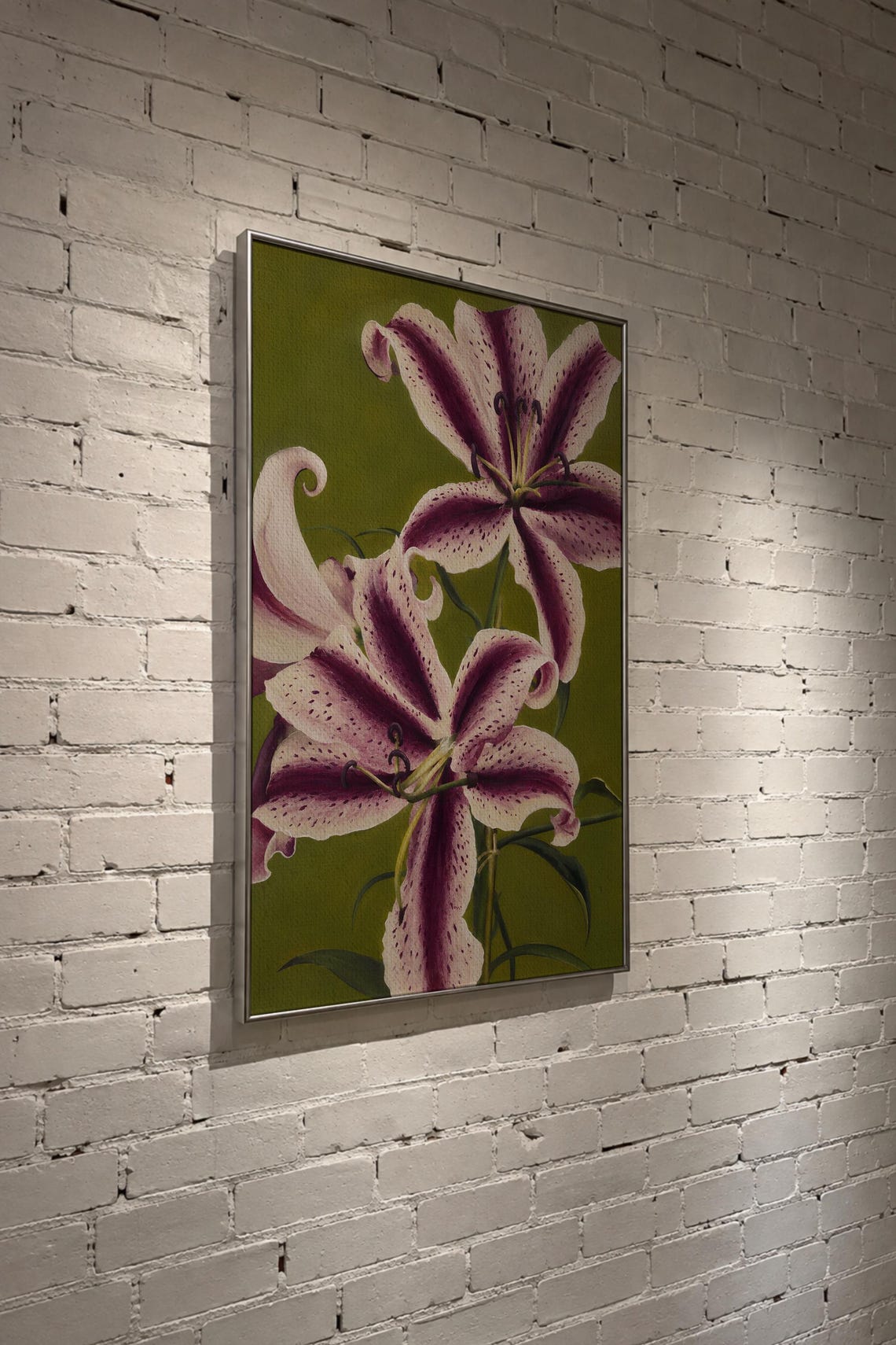 Purple Plum And Green Lily Art Print Floral Wall Abstract Flower Lilies Poster Funky Trendy Botanical - Image 5