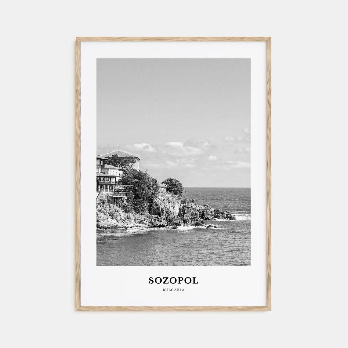 Sozopol Bulgaria Black And White Coastal Cliffs Photography Poster
