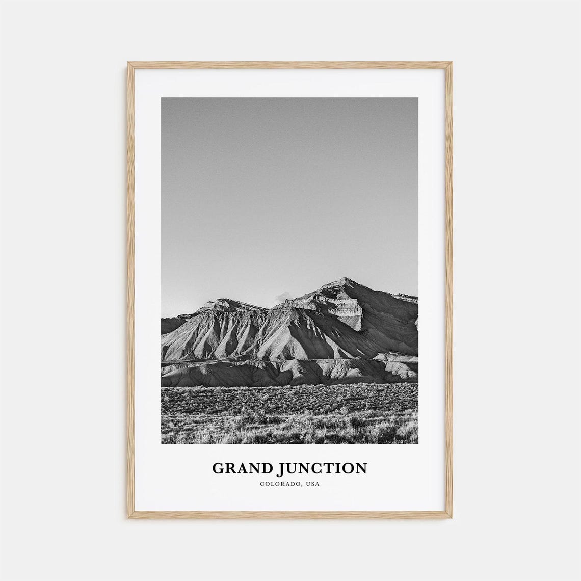 Grand Junction Colorado Mountain Vista Black and White Poster