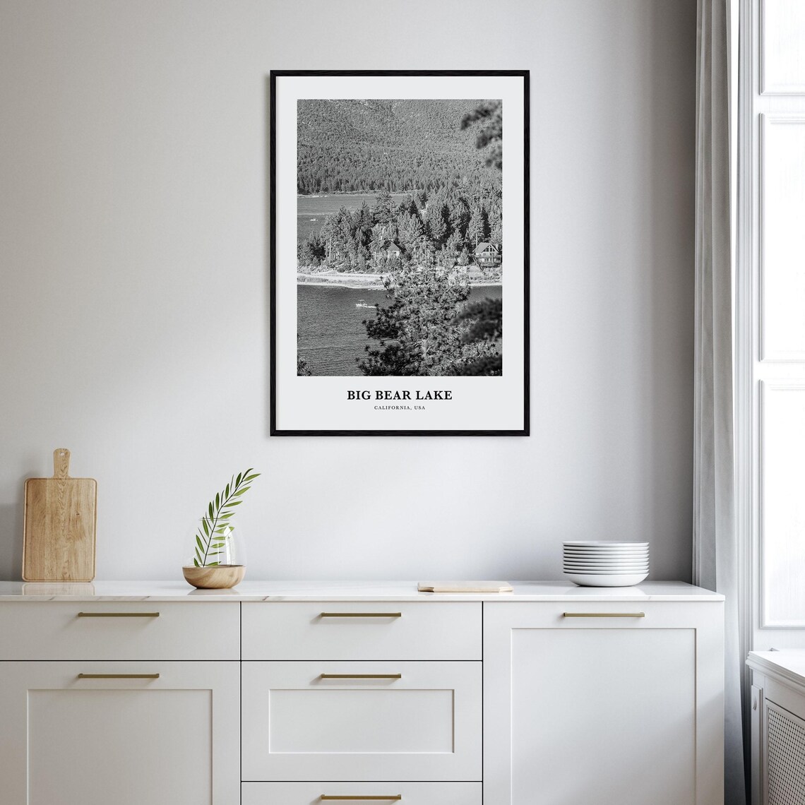Big Bear Lake California Pine Forest Lake View Cabins Art Poster - Image 2