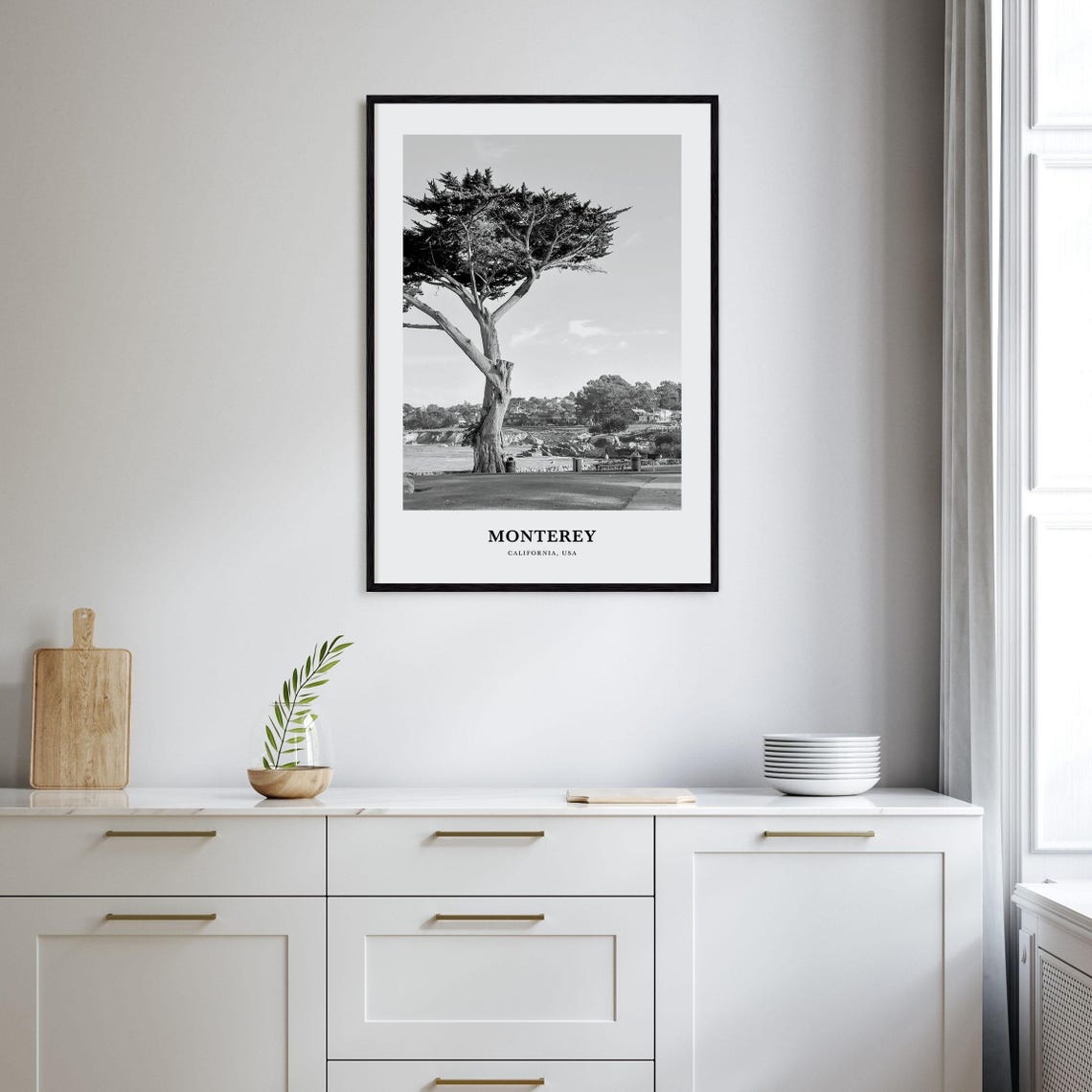 Monterey California Coastal Cypress Tree Ocean Shore Photo Poster - Image 2