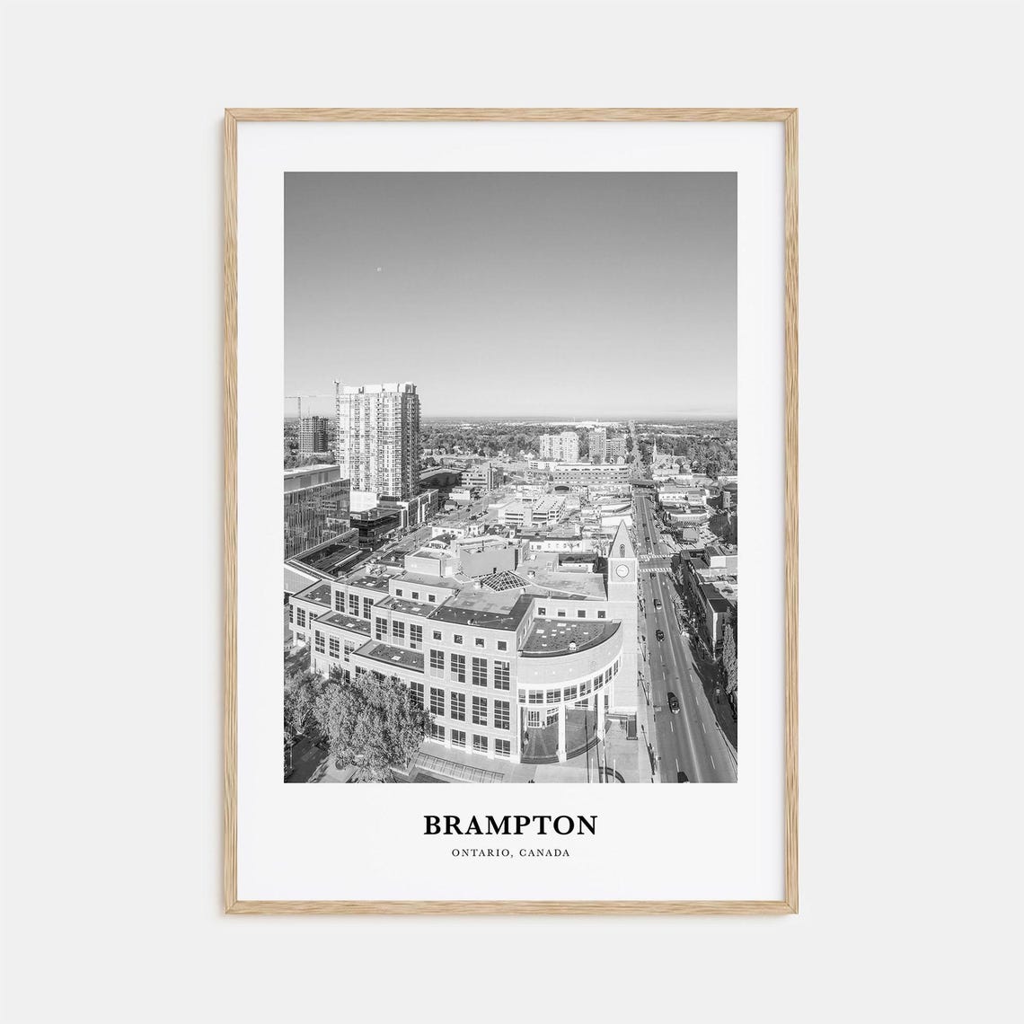 Brampton Ontario City Hall Clock Tower Canada Black and White Poster