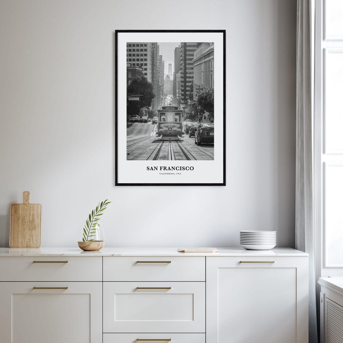 San Francisco Cable Car Climbing a Steep Hill Street Downtown Poster - Image 2