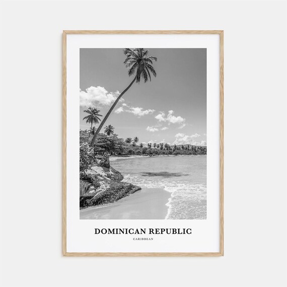 Dominican Republic Caribbean Minimalist Black and White Palm Beach Poster