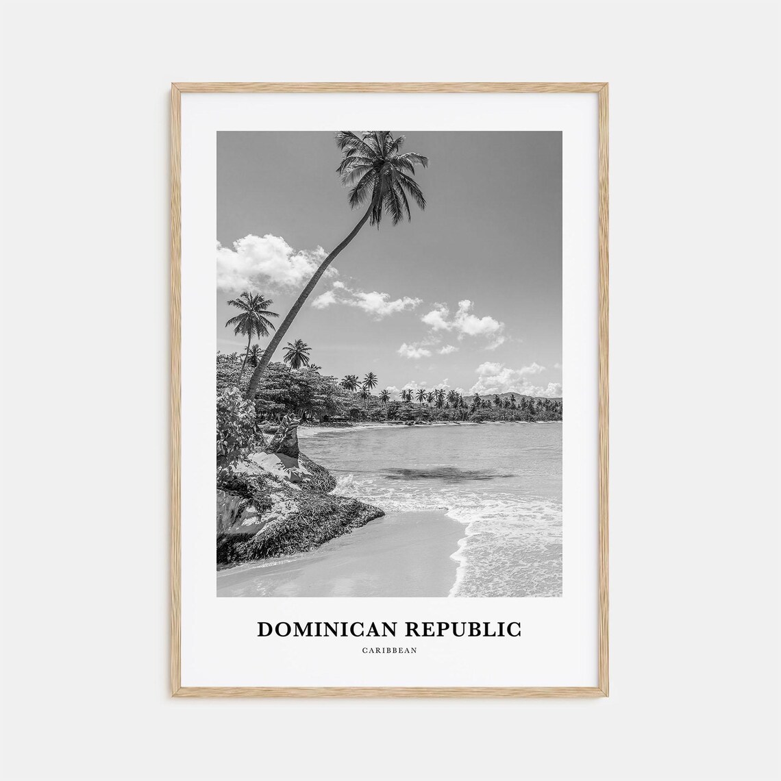 Dominican Republic Caribbean Minimalist Black and White Palm Beach Poster