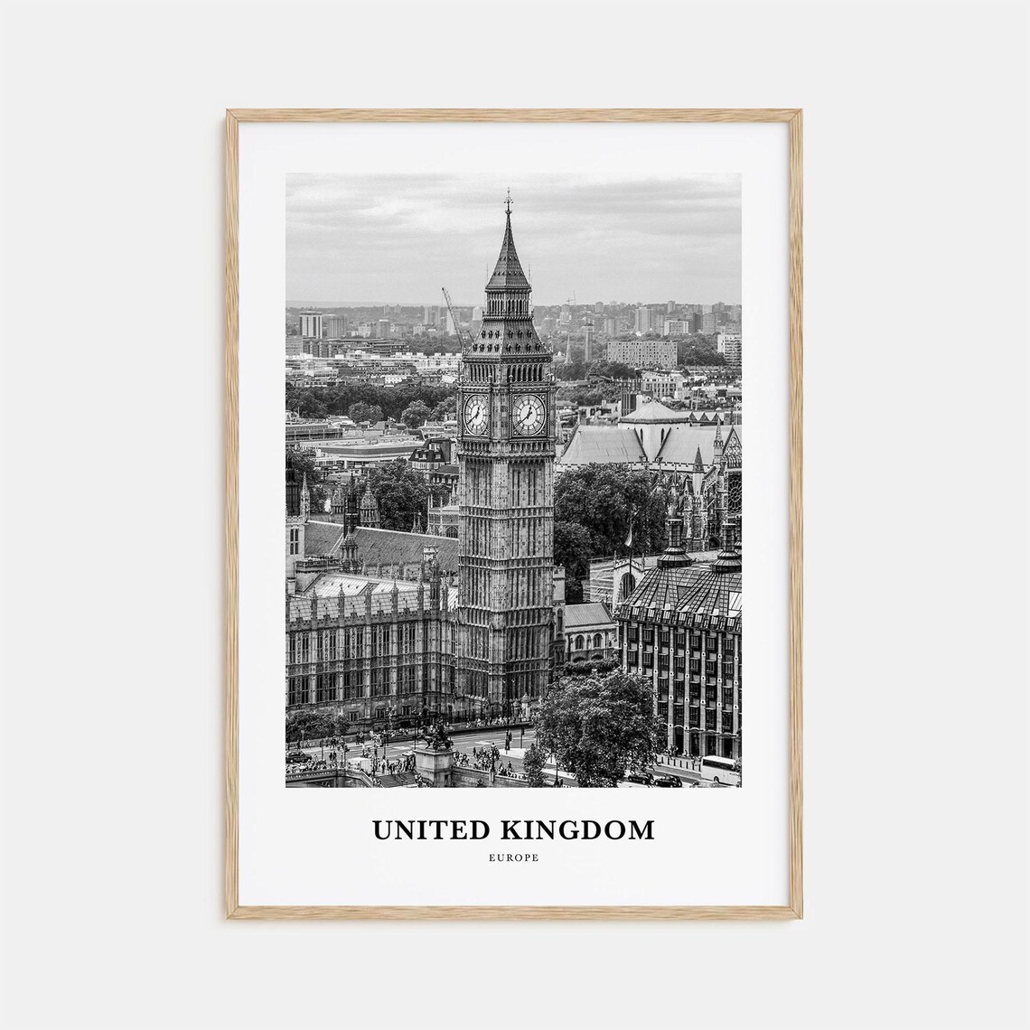 Big Ben Elizabeth Tower London Black and White Skyline Poster