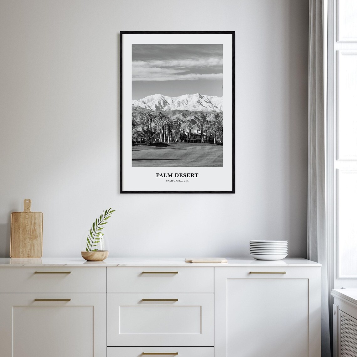 Palm Desert Golf Course Mountain View Black and White Travel Poster - Image 2
