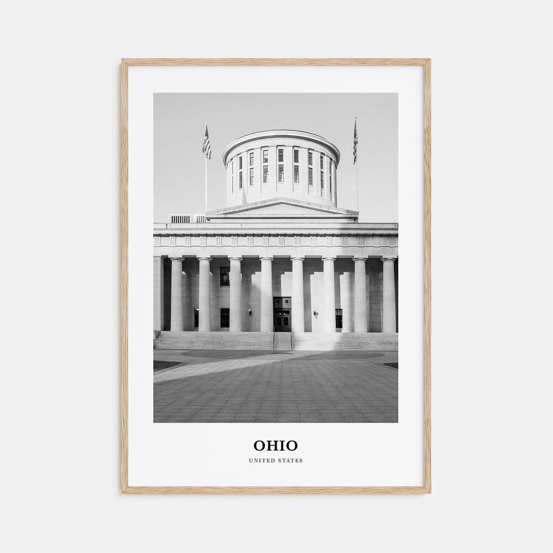 Ohio Statehouse Neoclassical Capitol Building Black White Photo Poster