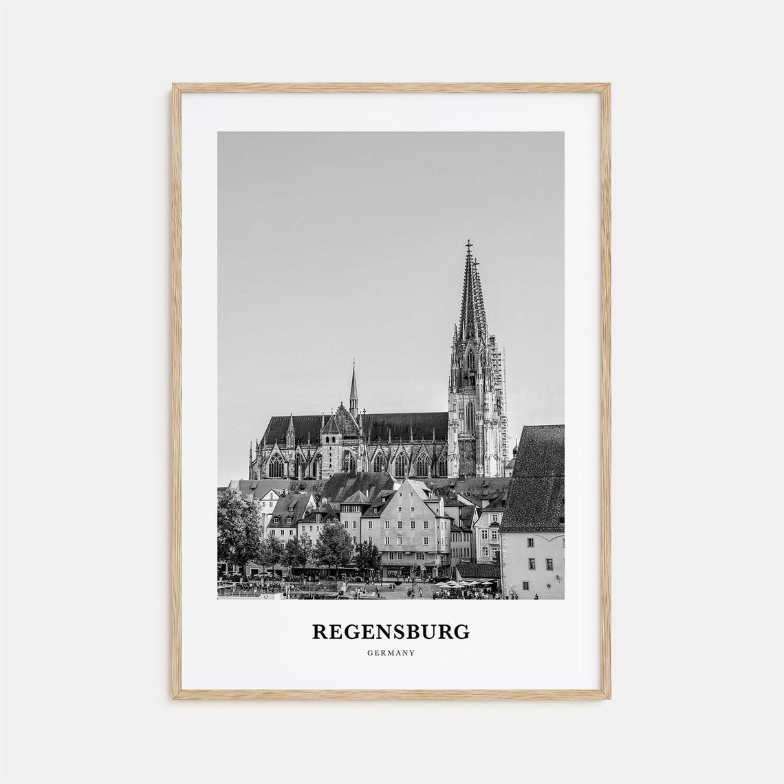 Regensburg Germany Gothic Cathedral Old Town Black White Print