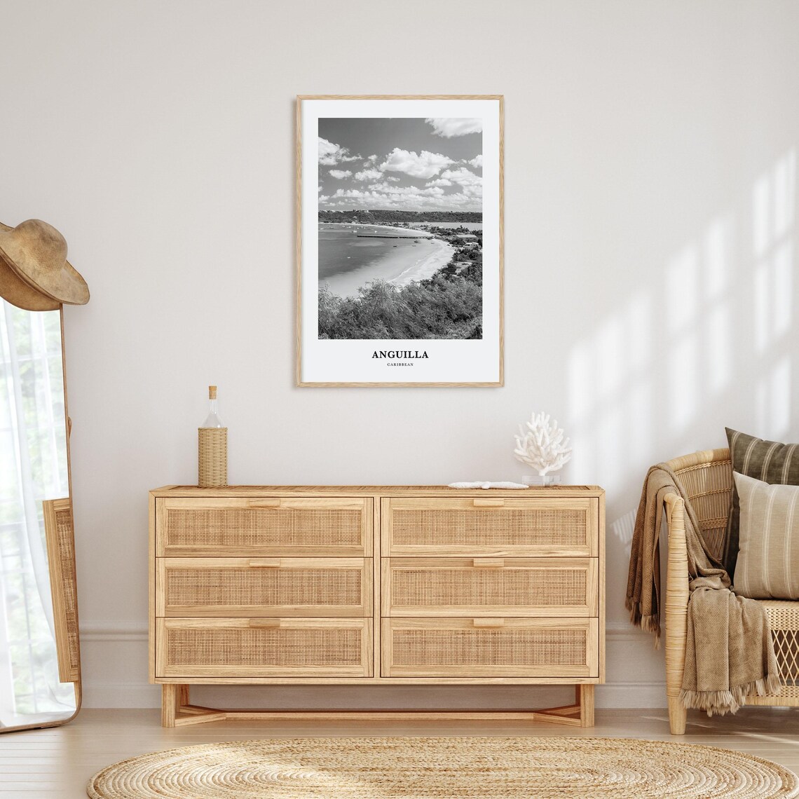 Anguilla Caribbean Bay and Beach Black and White Travel Poster - Image 3