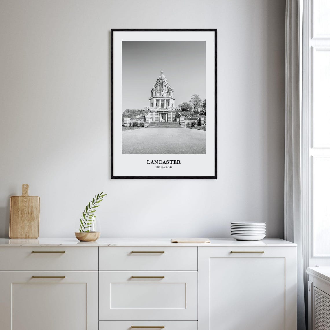 Lancaster England Ashton Memorial Monument Black and White Poster - Image 2