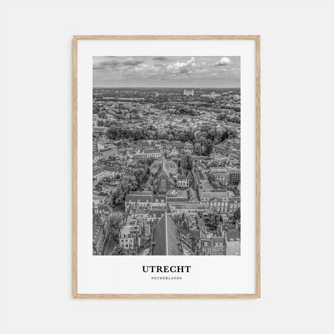 Utrecht Netherlands Dom Tower Old Town Aerial Monochrome Art Poster