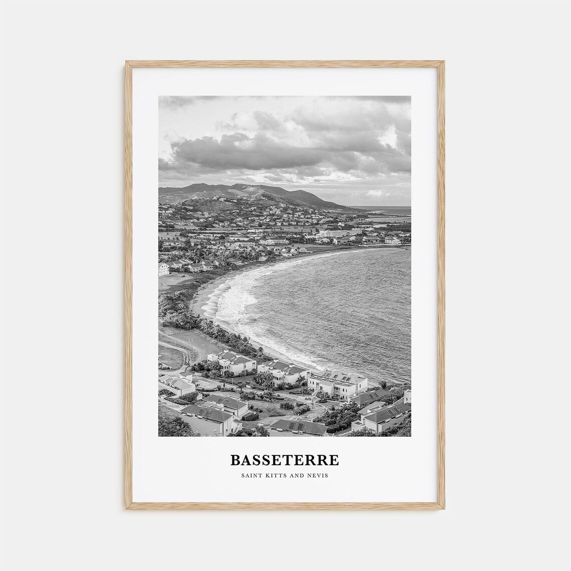 Basseterre Saint Kitts Tropical Coastline Panoramic Travel Poster
