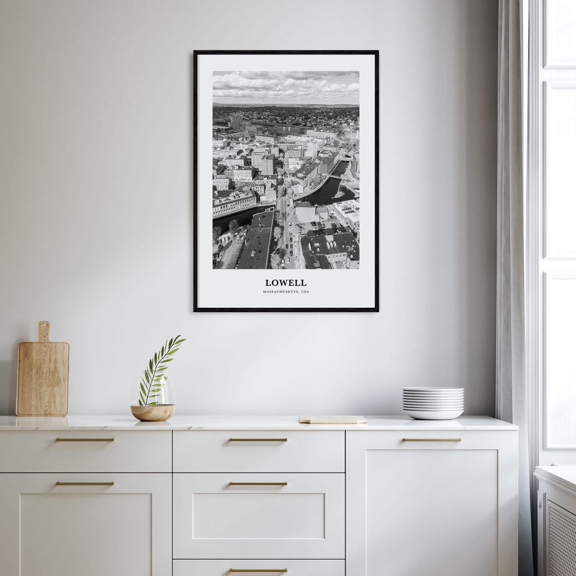 Lowell Massachusetts Downtown Aerial Canal District View Poster - Image 2