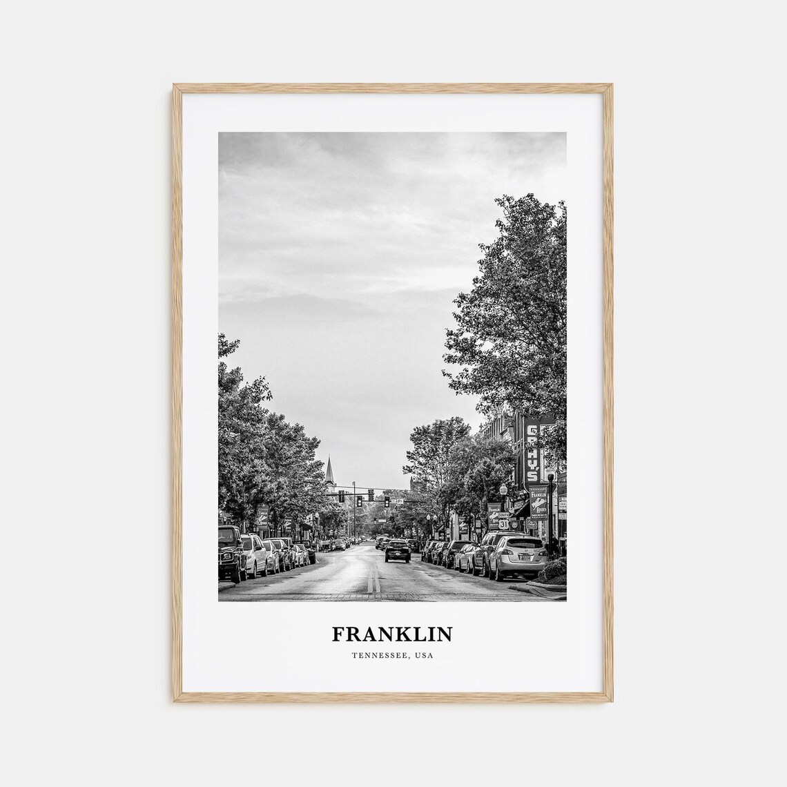 Franklin Tennessee Historic Main Street Classic Black White Poster