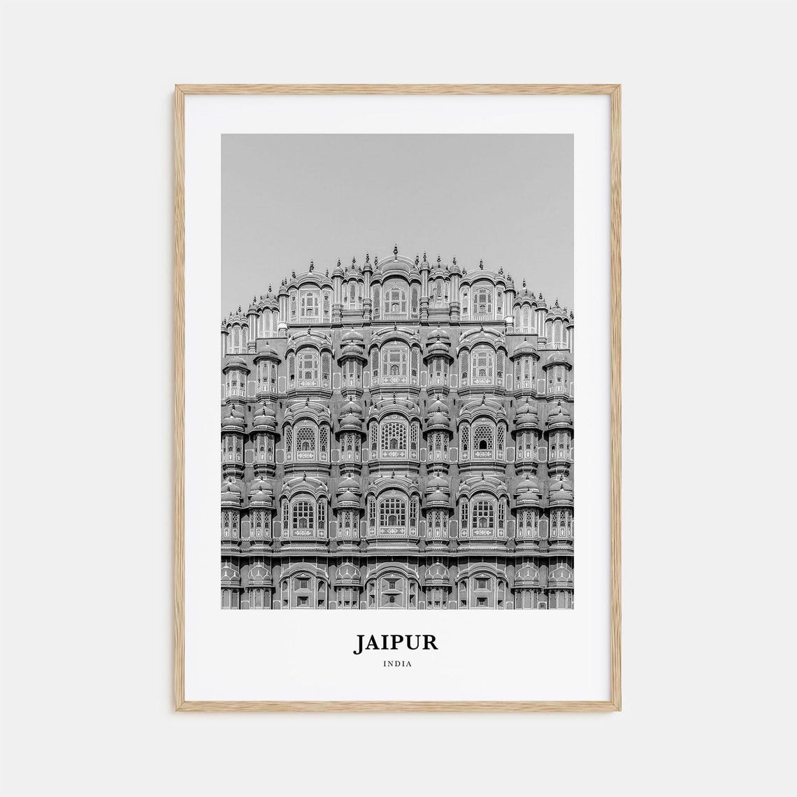 Jaipur India Hawa Mahal Palace Facade Black and White Poster