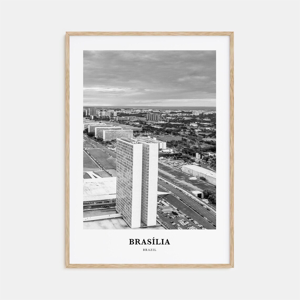 Brasilia National Congress Plaza Brazil Black and White Poster