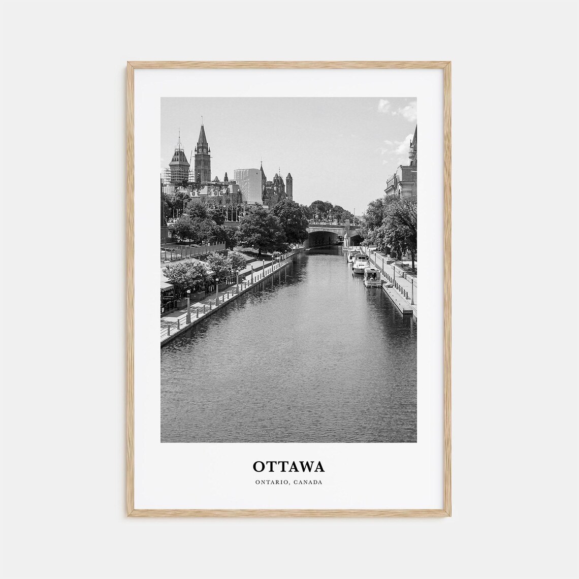 Ottawa Rideau Canal Parliament Hill Black and White City Poster