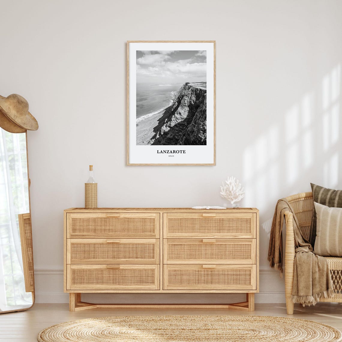 Lanzarote Sea Cliffs Black And White Canary Islands Travel Poster - Image 3