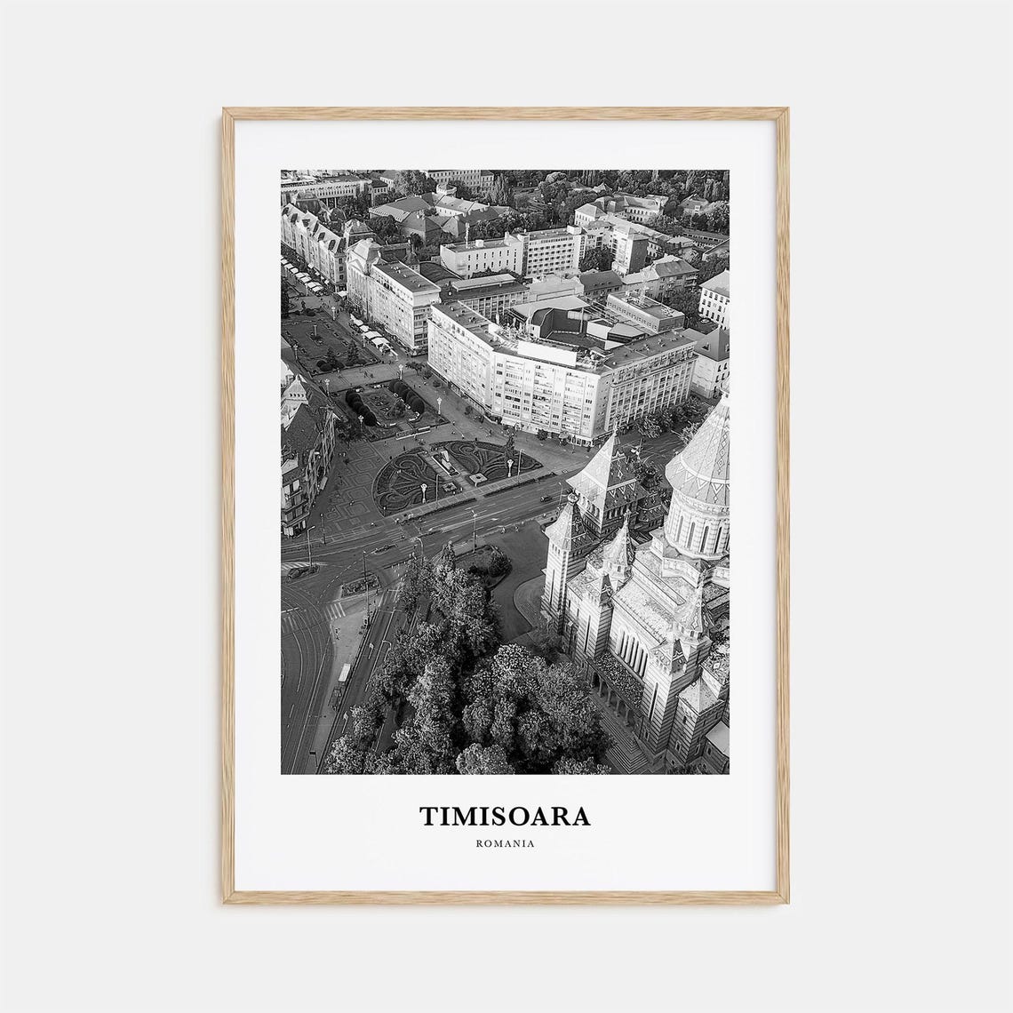 Timisoara Romania Orthodox Cathedral Square Aerial Travel Poster