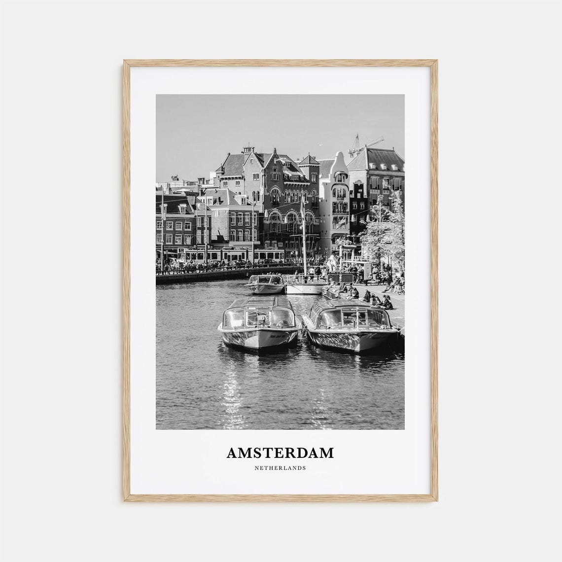 Amsterdam Netherlands Canal Boats Historic Houses Waterfront Poster