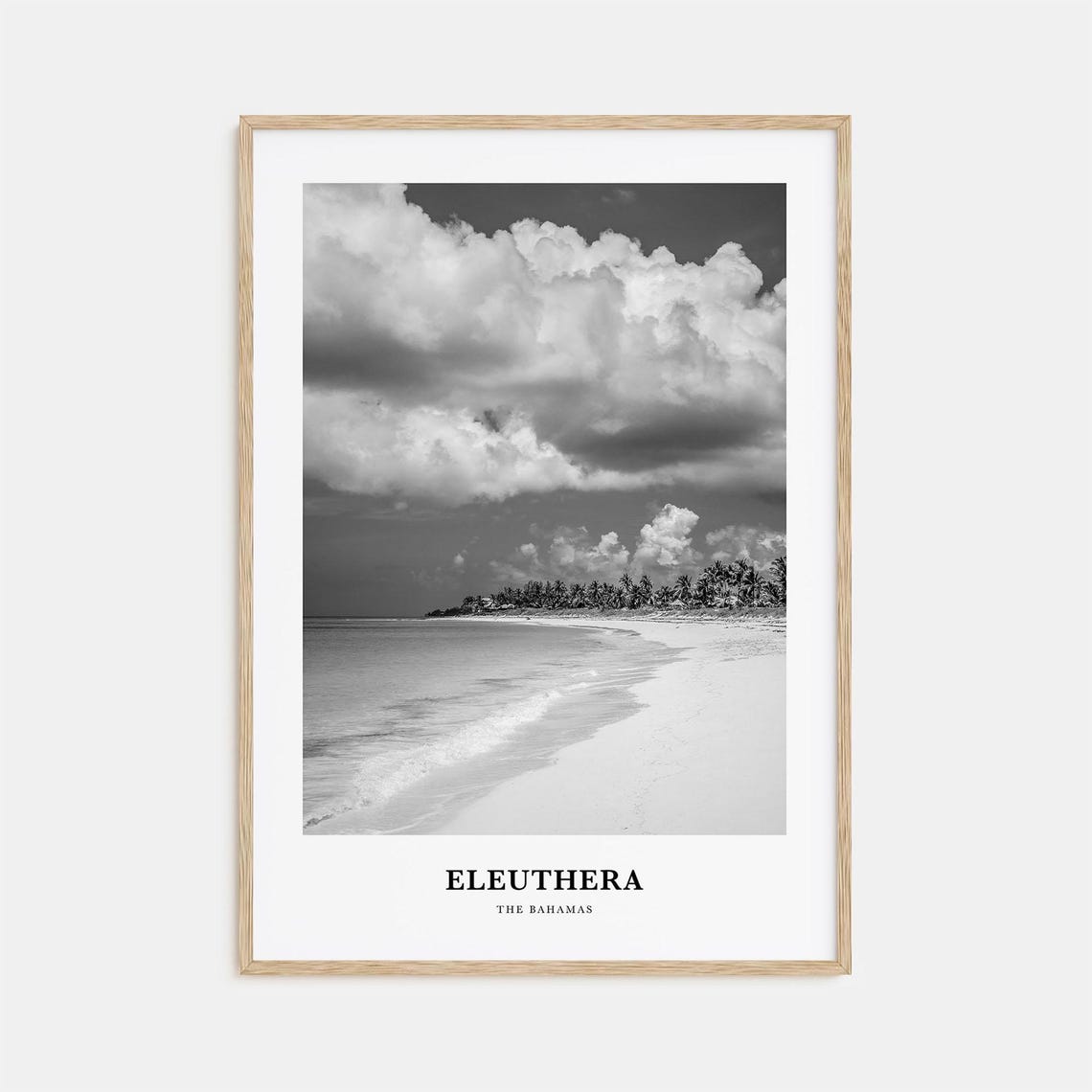 Eleuthera Bahamas Tropical Beach Palm Shore Black White Poster