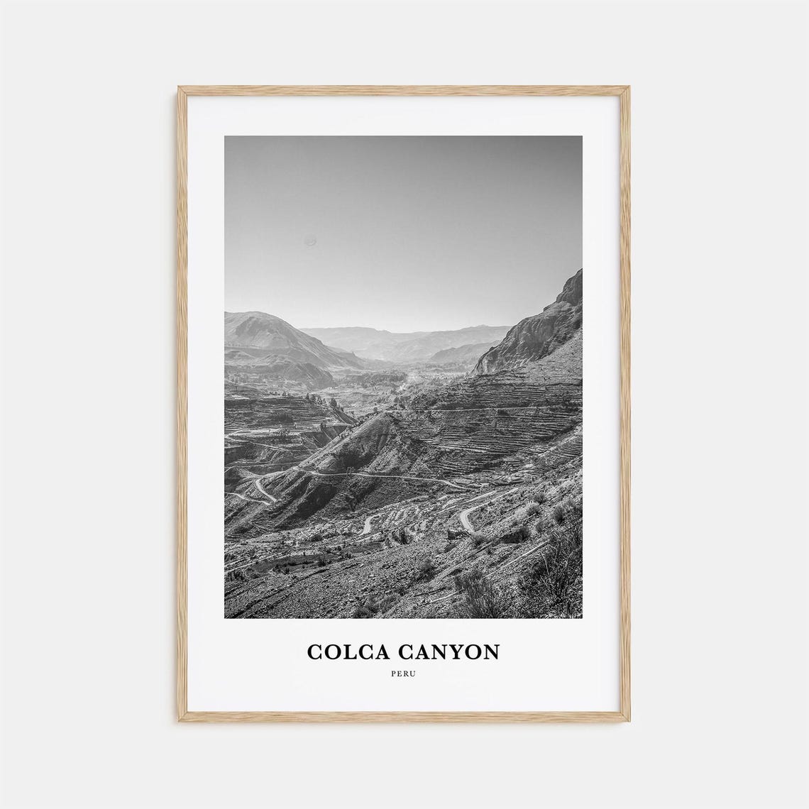 Colca Canyon Peru Terraced Mountains Landscape Black and White Poster