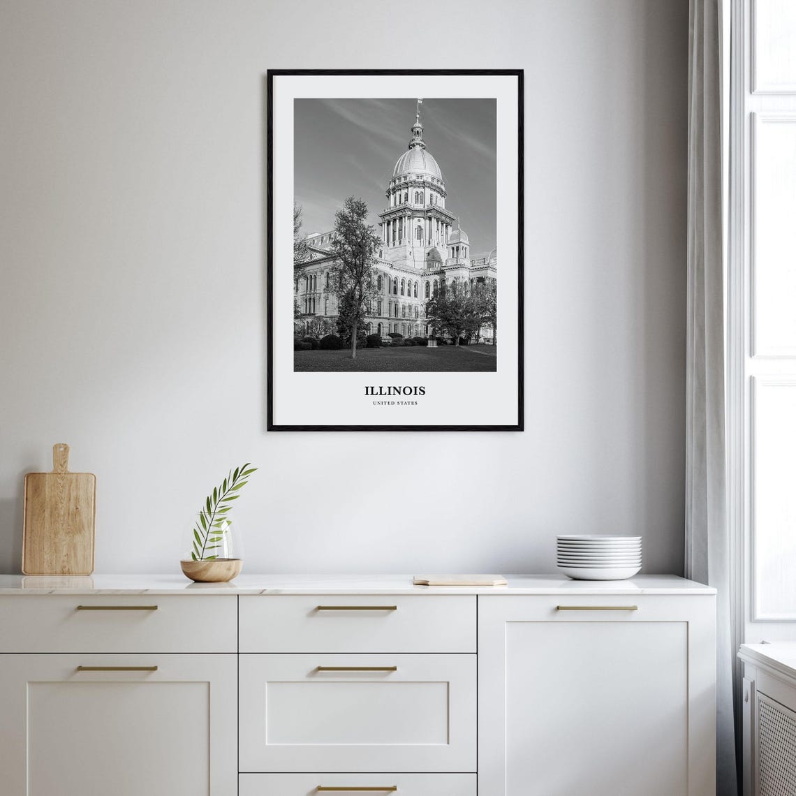 Illinois State Capitol Springfield Black and White Photo Print - Image 2