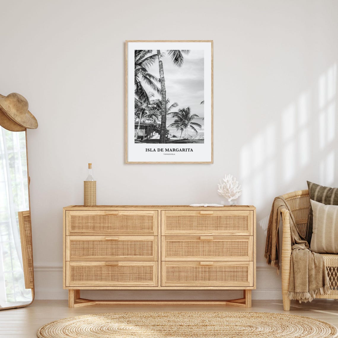 Isla De Margarita Palms Black And White Caribbean Beach Poster - Image 3