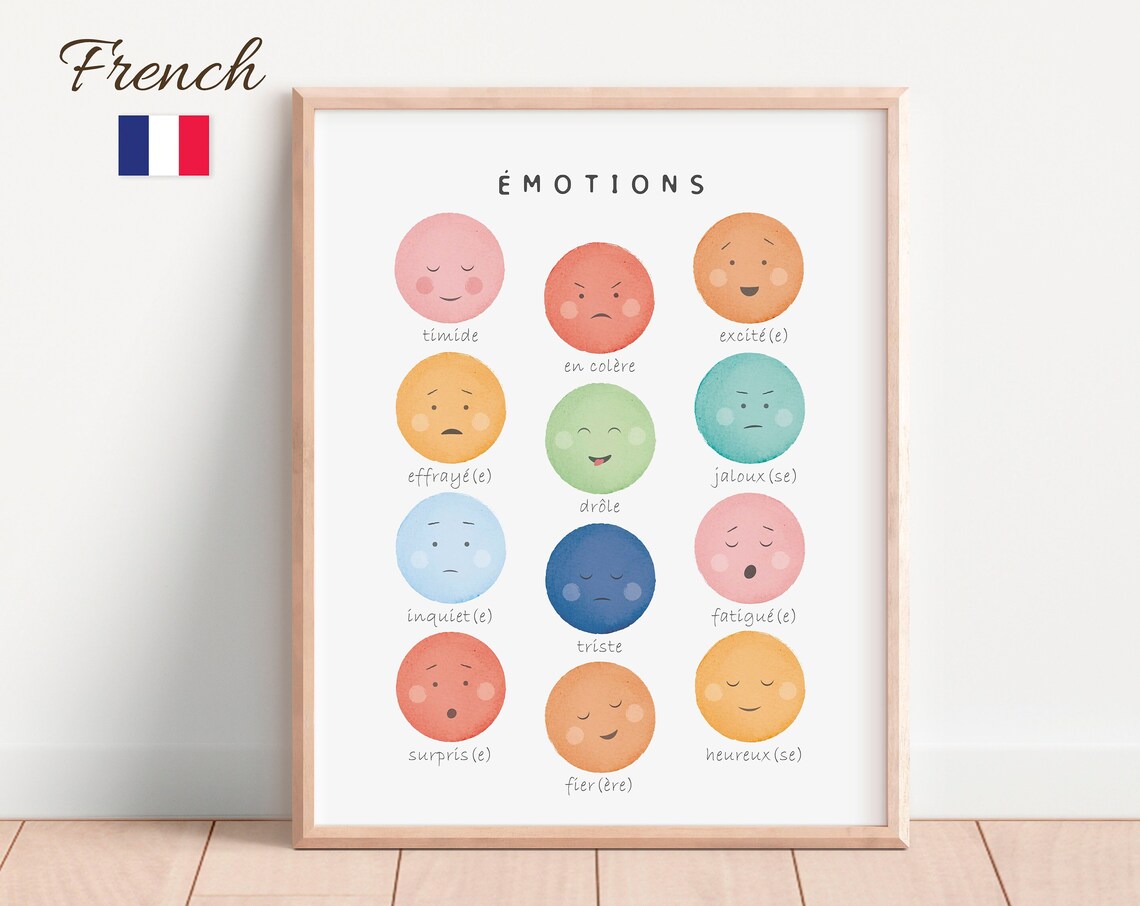 French Classroom Shapes Poster, Educational Playroom Art