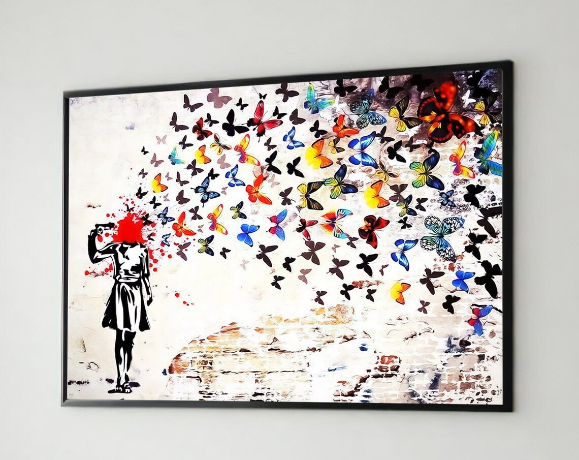 Exploding Butterflies Art Print, Vibrant Street Art - Image 5