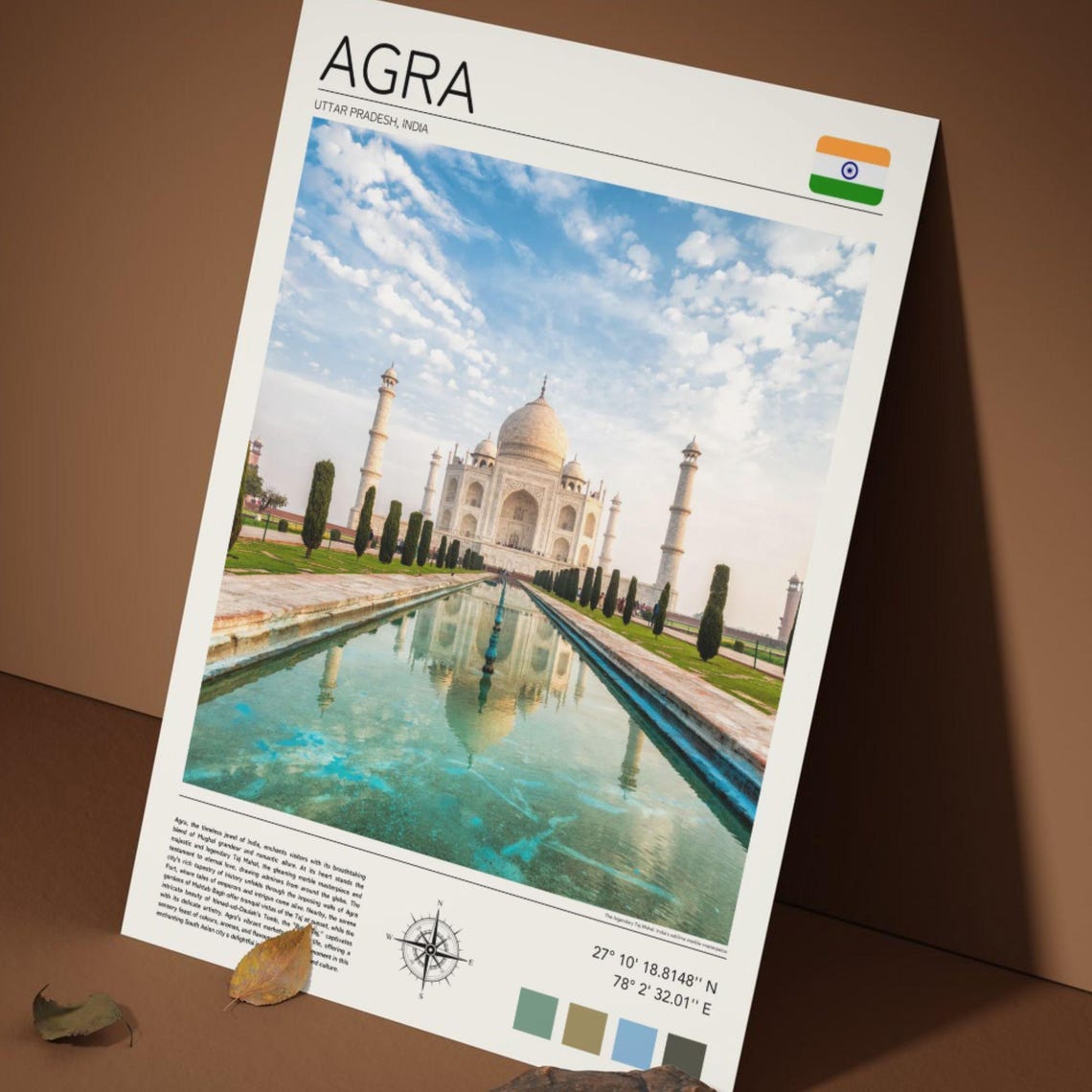 Agra Taj Mahal India Reflection Pool Mughal Architecture Travel Poster - Image 4
