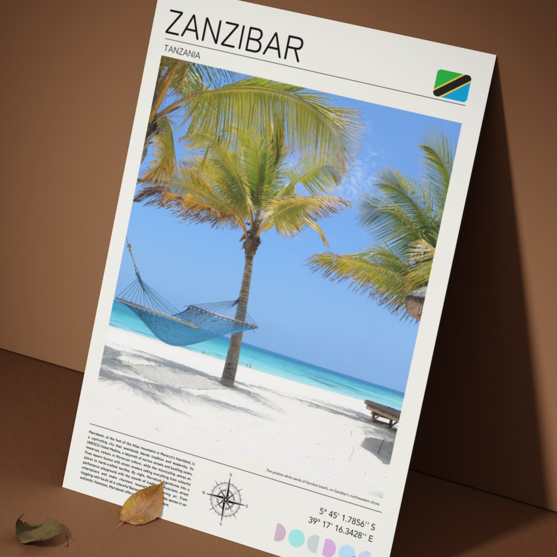 Zanzibar Tanzania White Sand Beach Palms Hammock Travel Poster - Image 5