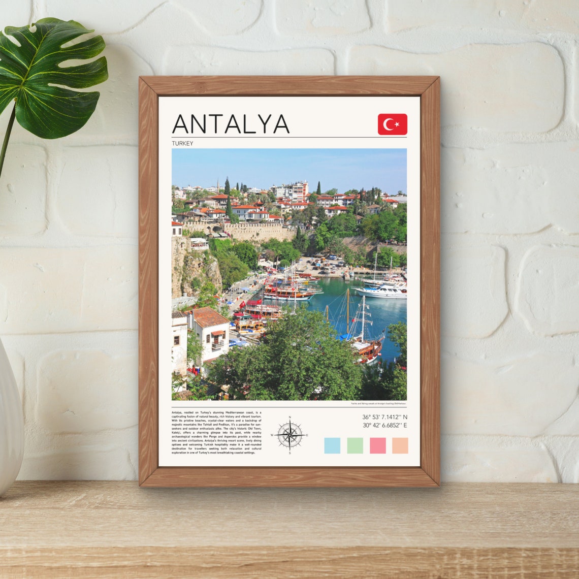 Antalya Turkey Old Harbor Marina Mediterranean Coastal City Poster