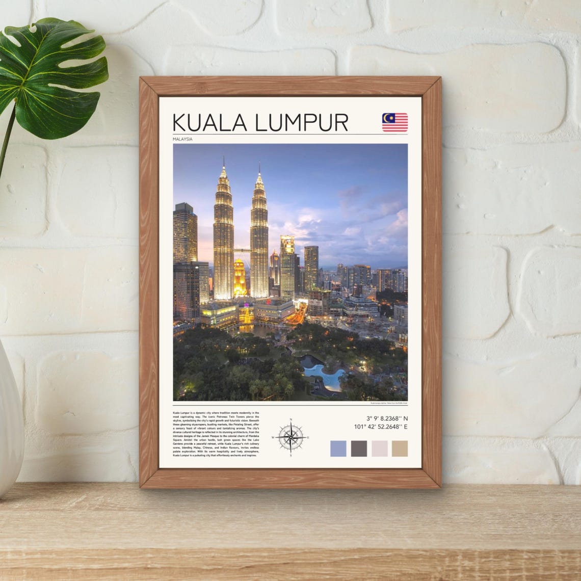 Kuala Lumpur Malaysia Petronas Towers Night Skyline Travel Poster