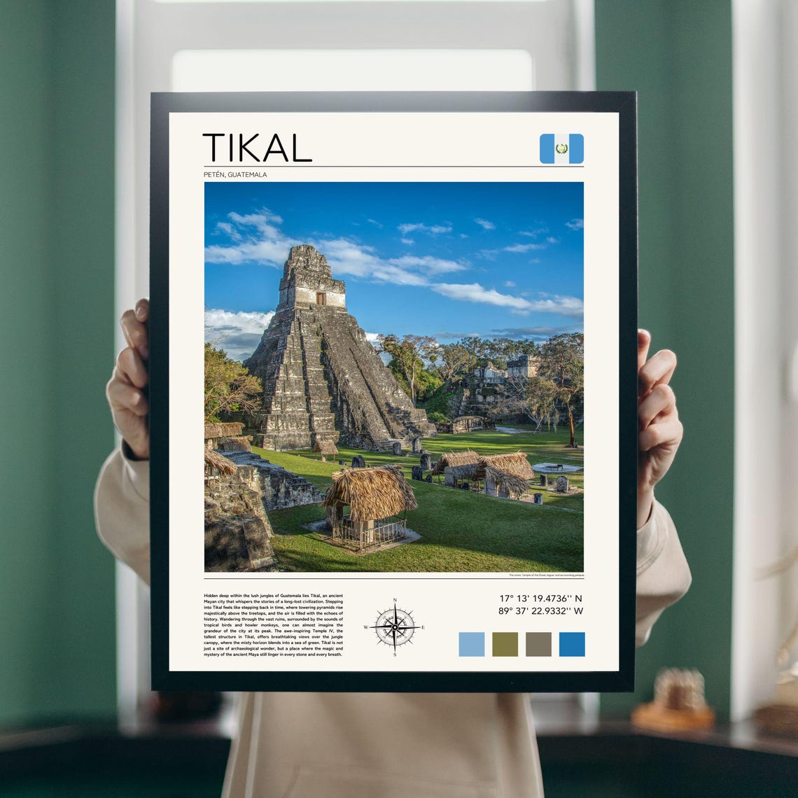 Tikal Guatemala Mayan Ruins Jungle Pyramid Temple Travel Poster - Image 3